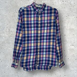 Ralph Lauren Plaid Blue Pink Yellow Collared Button Down Men's L Long Sleeve Top
